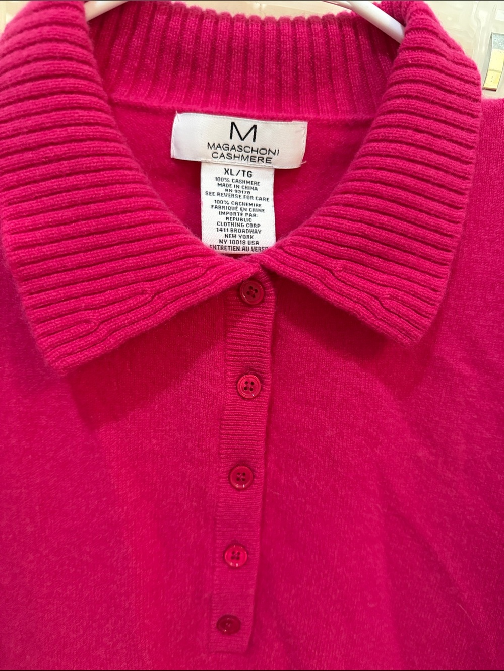 Magaschoni Cashmere Polo in Hot Pink